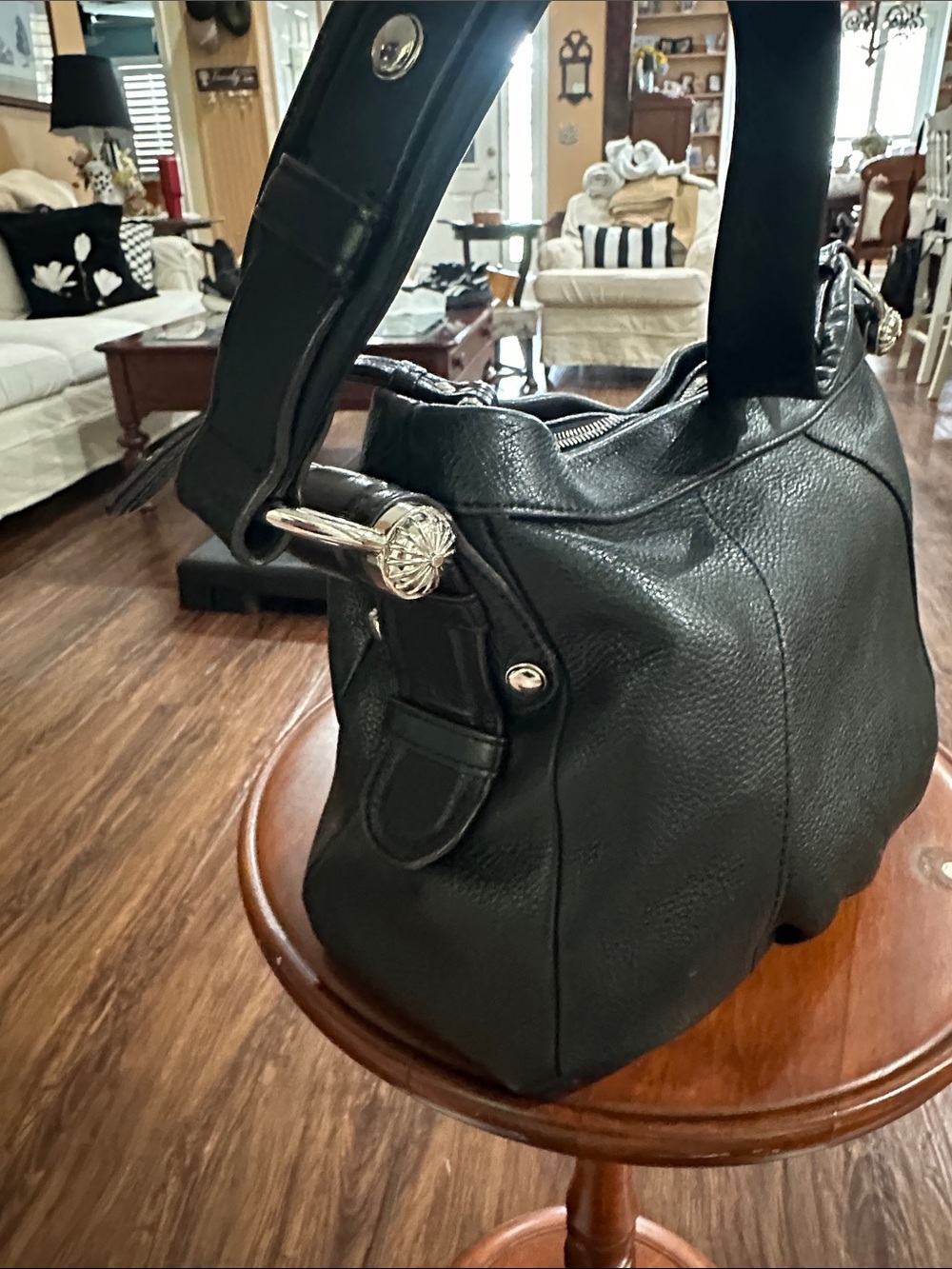 b. makowsky Black Pebbled Leather Hobo Bag - Picture 6 of 9